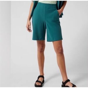 Athleta Women's Cosmic Bermudas Shorts Teal High‎ Waisted Pockets Stretch Casual